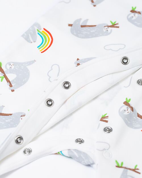 Frugi Babygrow - White with Sloths- Organic Cotton Babygrows