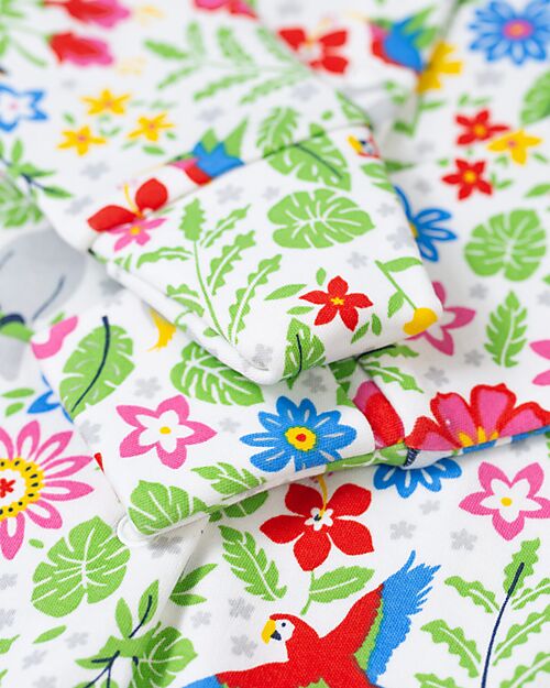 Frugi Babygrow - White with Tropical Birds - Organic Cotton Babygrows