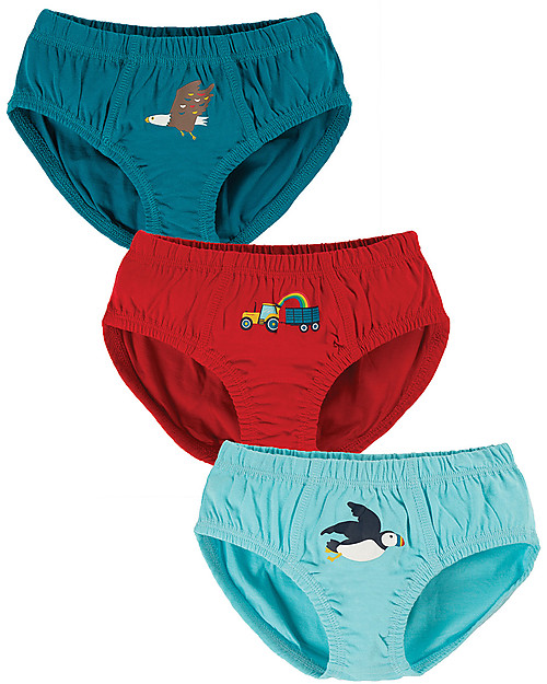 Frugi Barney Brief 3 pack - Tractor - Organic Cotton Briefs