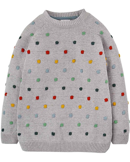 Frugi Beatrice Bobble Jumper - Grey Marl Rainbow Spot Jumpers