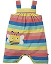 Frugi Beau Beach Dungaree, Bright Rainbow Stripe/Bee - Jersey Organic Cotton Dungarees