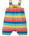 Frugi Beau Beach Dungaree, Bright Rainbow Stripe/Bee - Jersey Organic Cotton Dungarees