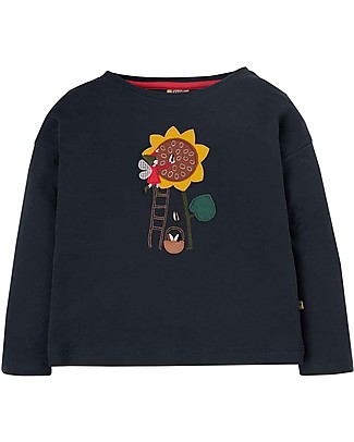 Frugi Bethany Applique Top - Indigo/Sunflower - Organic Cotton Long Sleeves Tops