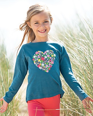 Frugi Bethany Boxy Top - Steely Blue/Heart - Organic cotton Evening Tops