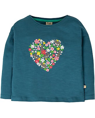 Frugi Bethany Boxy Top - Steely Blue/Heart - Organic cotton Evening Tops