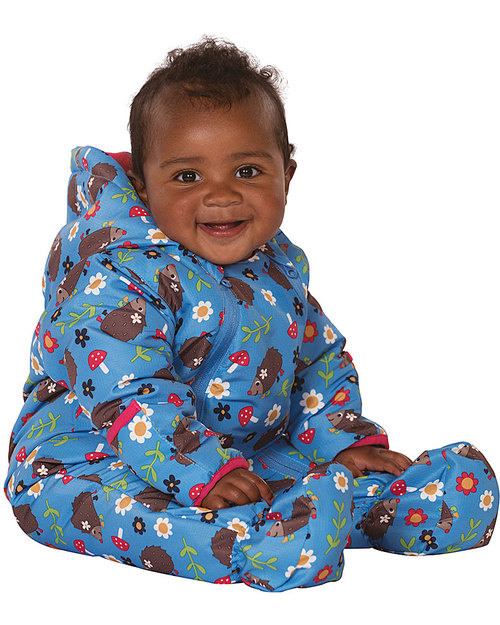 Frugi Billie Pram Suit - Hedgehog Adventure - 100% Recycled Polyesther Snowsuits
