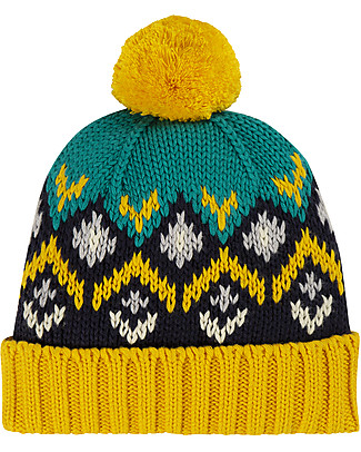 Frugi Blizzard Bobble Hat - Bumble Bee Fairsle - Organic cotton Winter Hats
