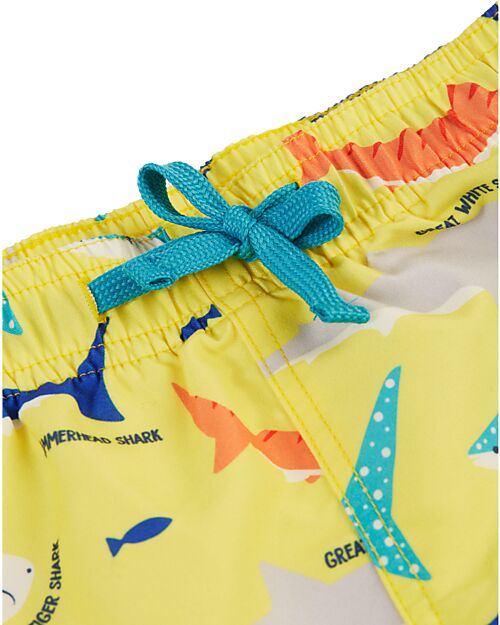 Frugi Board Shorts - Yellow with Sharks - Recycled Bottles Swimming Trunks