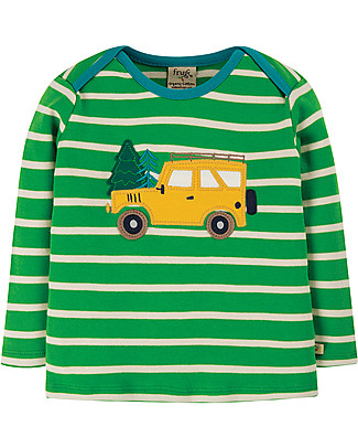 Frugi Bobby Applique Top - Glen Green Breton/Truck - Organic Cotton Long Sleeves Tops