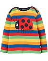 Frugi Bobby Applique Top - Rainbow Stripe/Ladybird - Organic Cotton Long Sleeves Tops