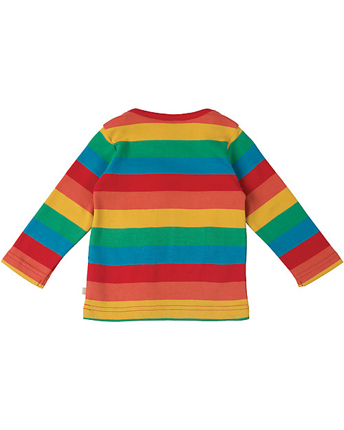 Frugi Bobby Applique Top with Long Sleeves, Happy Rainbow/Sheep - 100% Organic Cotton Long Sleeves Tops