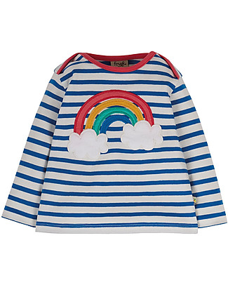 Frugi Bobby Long Sleeve Shirt - White with Cobalt Blue Stripes - Rainbow - Organic Cotton Long Sleeves Tops