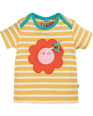 Frugi Bobster Interactive T-shirt - Bumblebee Stripe/Flower - Organic Cotton T-shirts