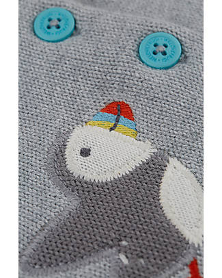 Frugi Bonny Baby Cardigan - Grey Marl/Puffins - 100% Organic Cotton Cardigans