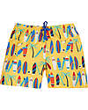 Frugi Boscastle Board Shorts - Daffodil Surfs Up - Yellow/Surf - 100% Recycled fabric Swimming Trunks