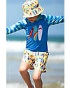 Frugi Boscastle Board Shorts - Daffodil Surfs Up - Yellow/Surf - 100% Recycled fabric Swimming Trunks