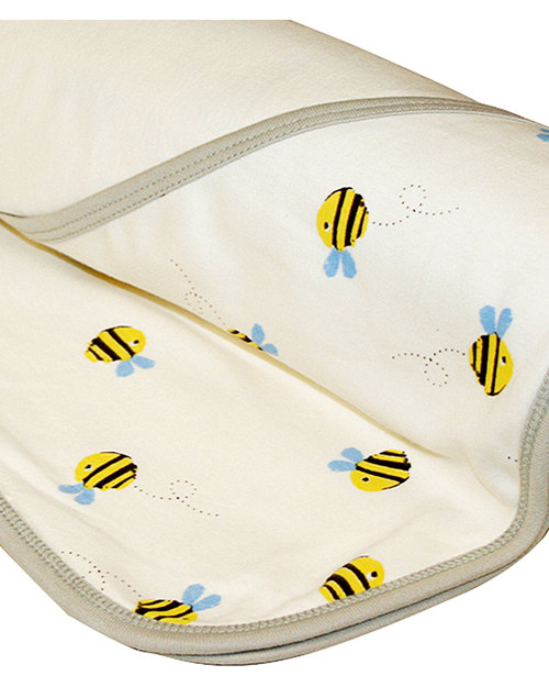 Frugi Buzzy Bee Blanket with Hood - 100% Organic Cotton Muslin Swaddle