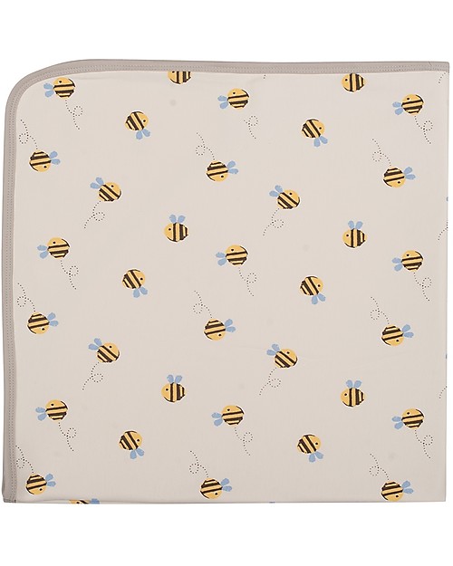 Frugi Buzzy Bee Blanket with Hood - 100% Organic Cotton Muslin Swaddle