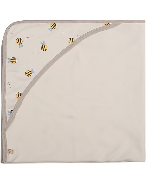 Frugi Buzzy Bee Blanket with Hood - 100% Organic Cotton Muslin Swaddle