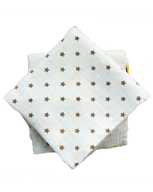 Frugi Buzzy Bee Muslin Squares 2 pack - 100% Organic Cotton Muslin Swaddle