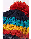 Frugi Cable Knit Bobble Hat - Indigo Multi Stripe Winter Hats