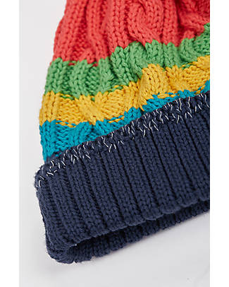 Frugi Cable Knit Bobble Hat - Pacific Aqua/Watermelon Winter Hats