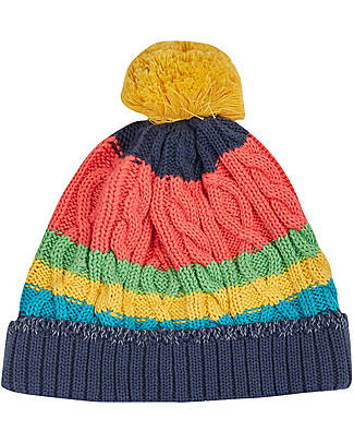 Frugi Cable Knit Bobble Hat - Pacific Aqua/Watermelon Winter Hats