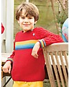 Frugi Caleb Cable Knit Jumper, Tango Red/Rainbow (4-7 years) - Organic cotton Jumpers