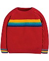 Frugi Caleb Cable Knit Jumper, Tango Red/Rainbow (4-7 years) - Organic cotton Jumpers