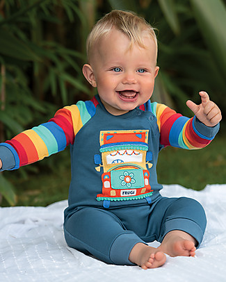 Frugi Cameron Romper - India ink/Truck - Organic Cotton Rompers