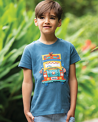 Frugi Carsen Applique Top - India Ink/Truck - Organic Cotton T-Shirts And Vests