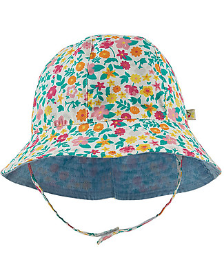 Frugi Chambray Reversible Hat - Flowers/Denim - 100% Organic cotton Sunhats
