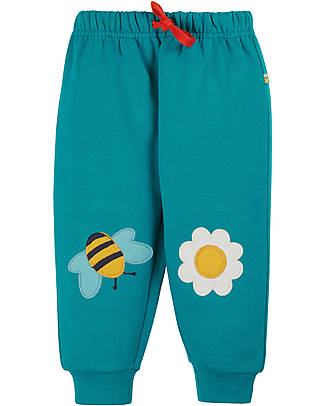 Frugi Character Crawlers - Camper Blue/Bees - Organic Cotton Trousers