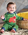 Frugi Charlie Romper, Meadow Stripe/Highland Cow - organic cotton Babygrows