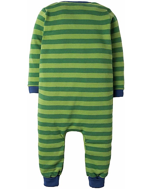 Frugi Charlie Romper, Meadow Stripe/Highland Cow - organic cotton Babygrows