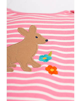 Frugi Charlie Romper - Mid Pink Breton and Bunny - Pollinators - Organic Cotton Babygrows