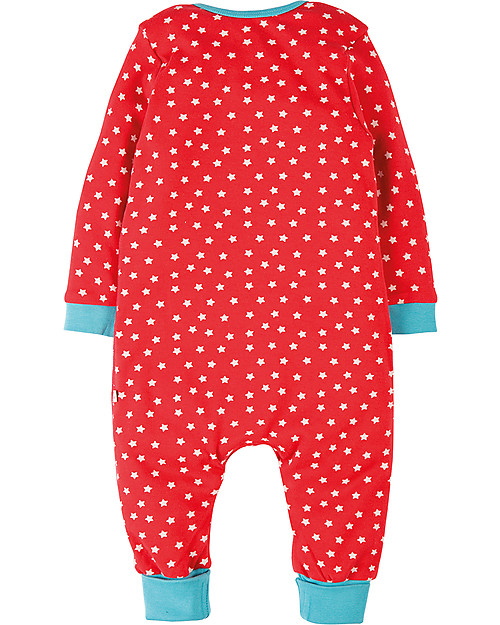 Frugi Charlie Romper, Tomato Stars/Reindeer - 100% organic cotton Babygrows