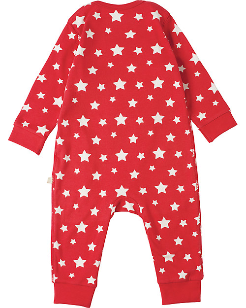 Frugi Charlie Romper, Tomato with Twinkle Star and Polar Bear - 100% Organic Cotton Babygrows