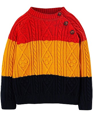 Frugi Cole Cable knit Jumper - Indigo Multi Stripe Jumpers