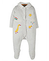 Frugi Collared Babygrow with Feet - Grey Stripes/Ducks - 100% Organic Cotton Babygrows