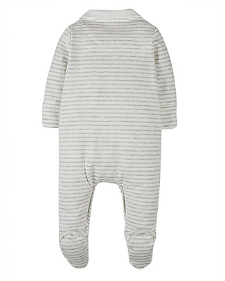 Frugi Collared Babygrow with Feet - Grey Stripes/Ducks - 100% Organic Cotton Babygrows