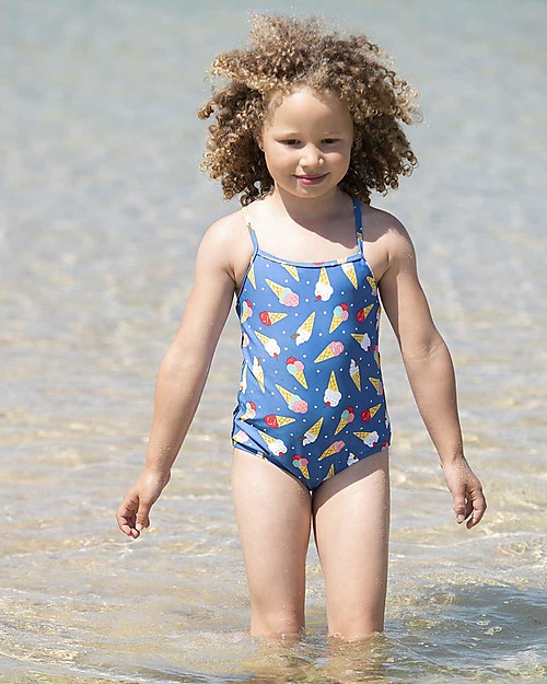 Frugi Coral Swimsuit, Ice Cream Dream - UPF 50+ Swimsuits