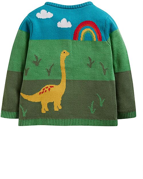 Frugi Corin Knitted Cardigan - Camper Blue - Dino - Day at the Museum - 100% Organic Cotton Cardigans