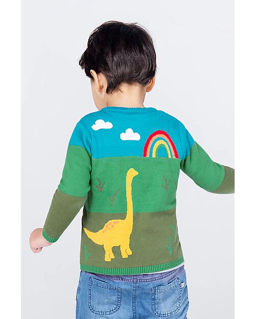 Frugi Corin Knitted Cardigan - Camper Blue - Dino - Day at the Museum - 100% Organic Cotton Cardigans