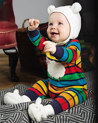Frugi Cosy Booties - Sheep - Recycled Material Slippers