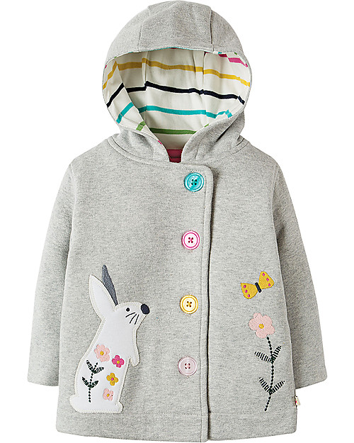 Frugi Cosy Button Up Jacket, Grey Marl/Bunny - 100% cotone bio Jackets