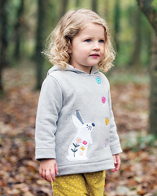 Frugi Cosy Button Up Jacket, Grey Marl/Bunny - 100% cotone bio Jackets