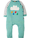 Frugi Cosy Knitted Romper, Aqua/Clouds - 100% organic cotton Babygrows