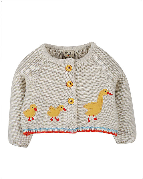 Frugi Cute as a Button Cardigan - Grey Marl/Duck - 100% organic cotton Cardigans