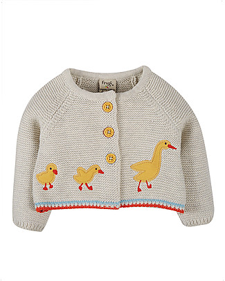 Frugi Cute as a Button Cardigan - Grey Marl/Duck - 100% organic cotton Cardigans